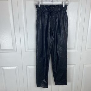 Abercrombie & Fitch S Pull On Faux Leather Pants Black‎ Straight Leg High Rise